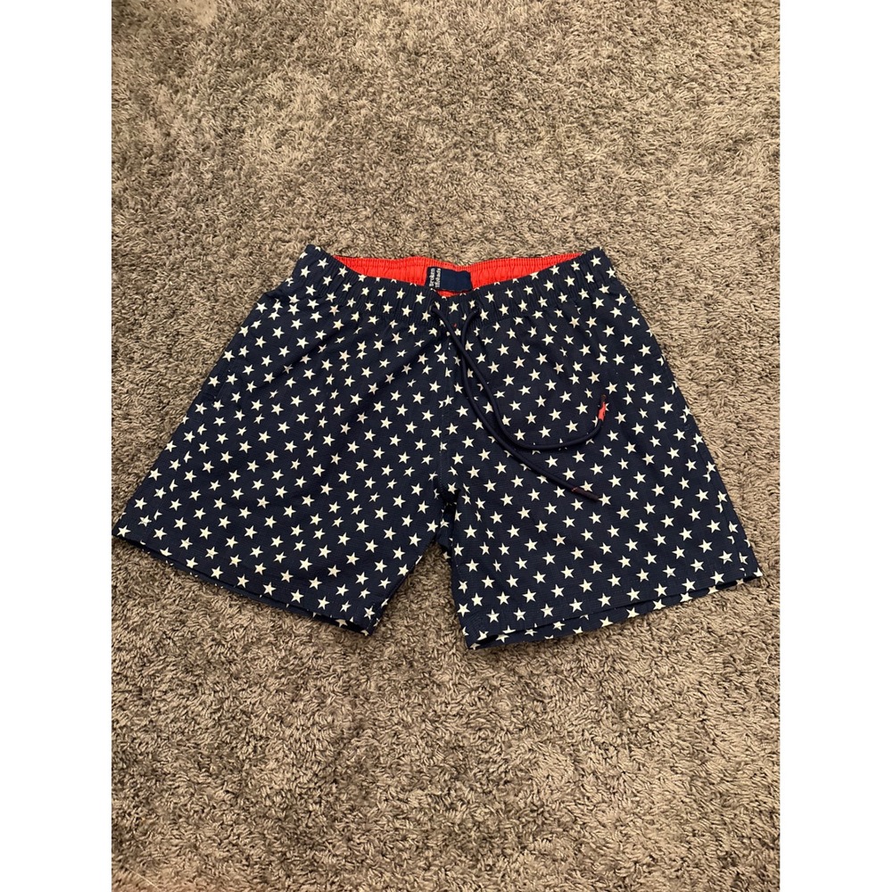 Broken Threads Mens Navy Blue White Star Print Swim Trunks Patriotic Shorts